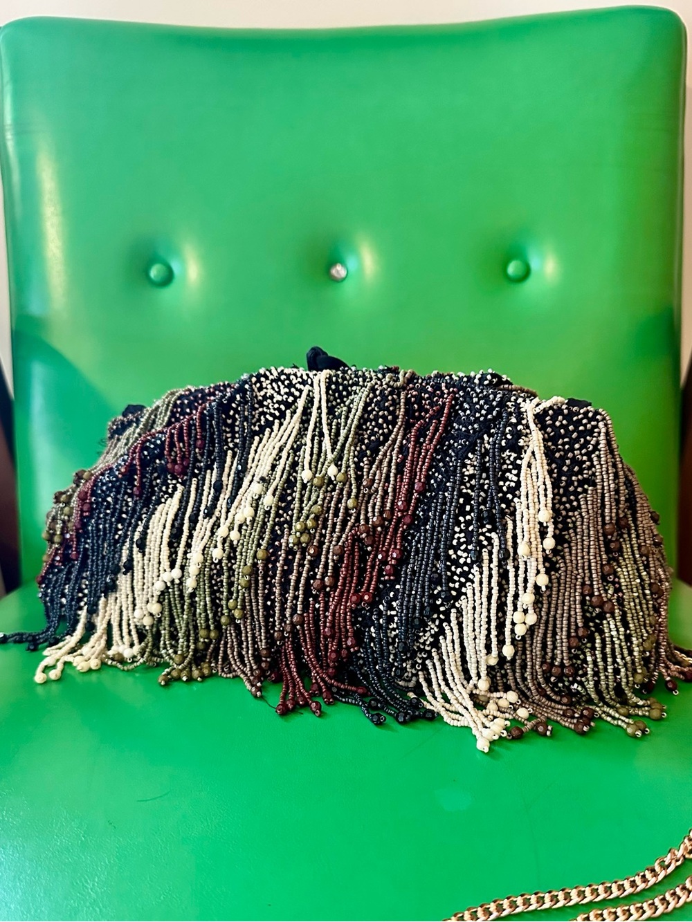 Fringed Beaded Evening Crossbody in Multi-Color